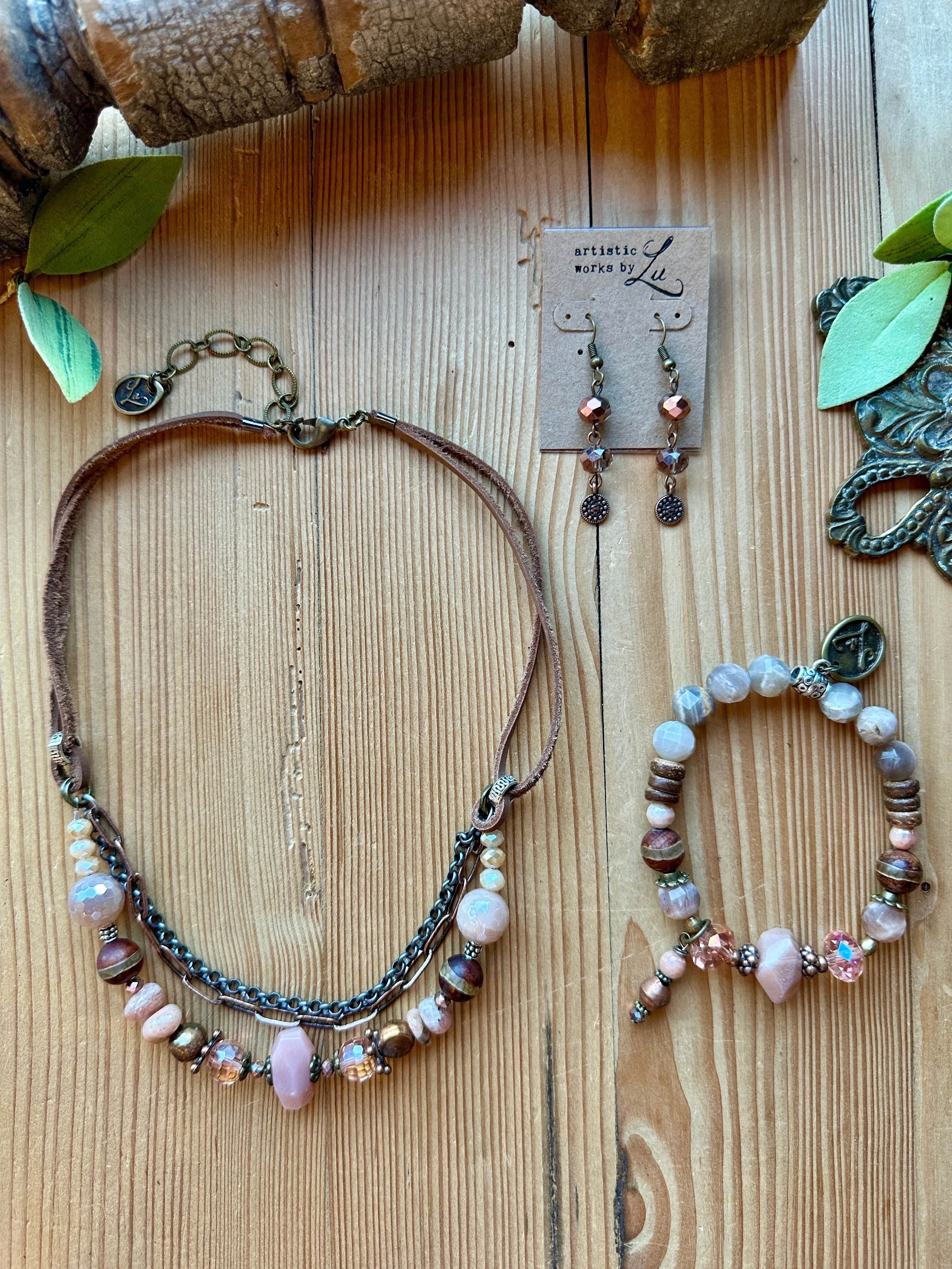 Pale Dogwood Short Triple Necklace