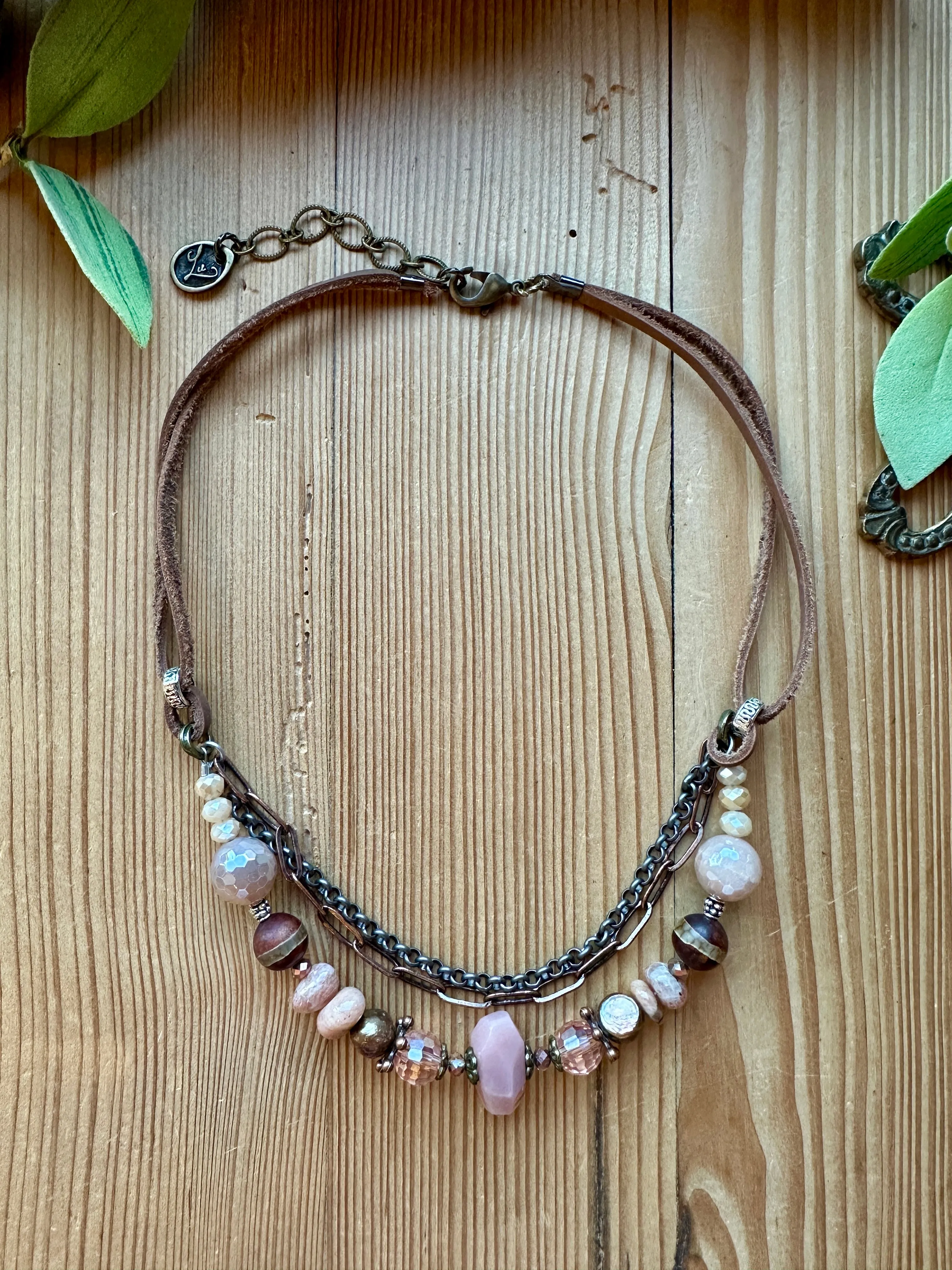 Pale Dogwood Short Triple Necklace