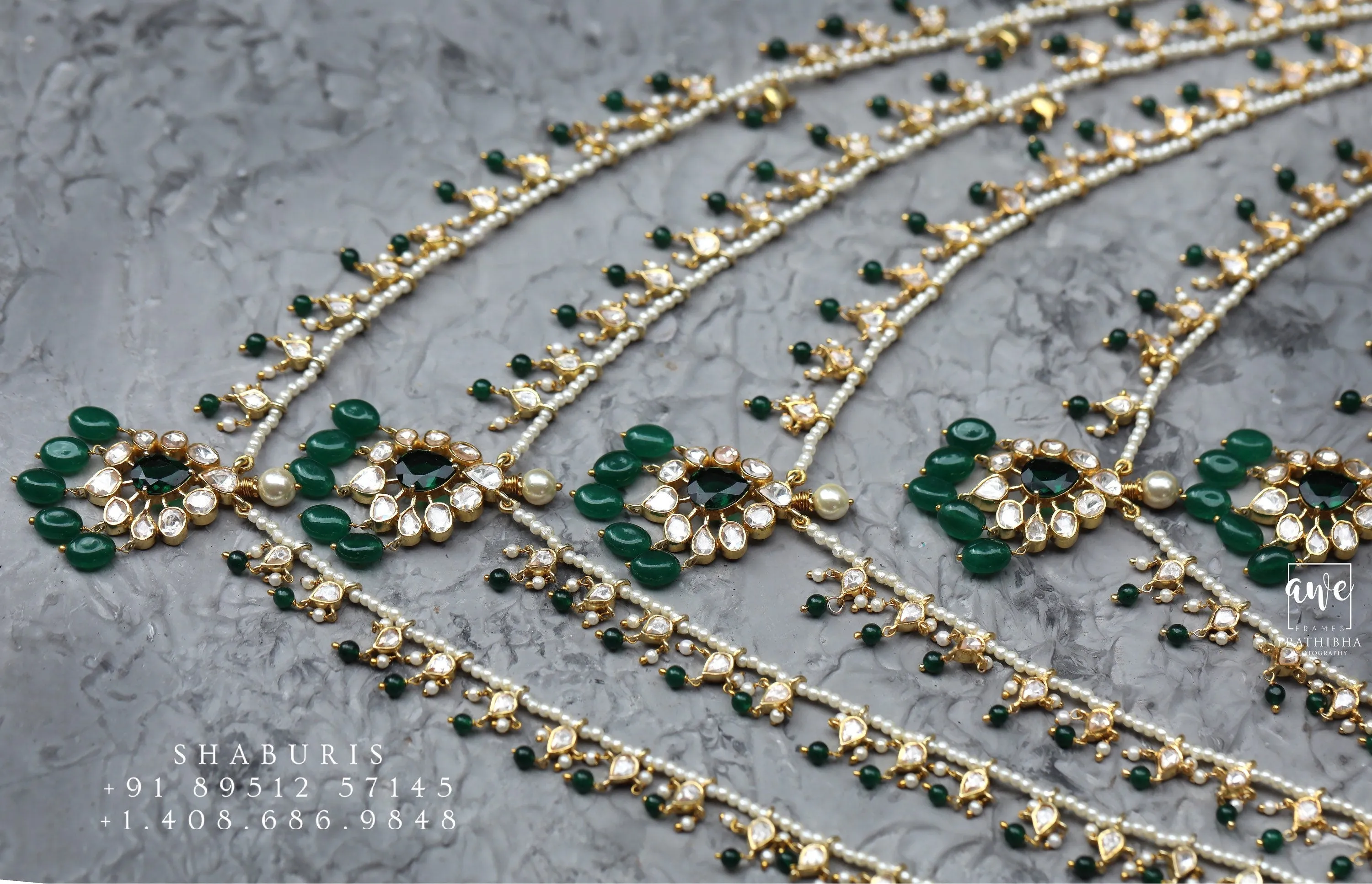 Panch lada pearl haram jades gem jewelry south indian hyderabadi jewelry pure silver sabyasachi jewelry inspired -SHABURIS