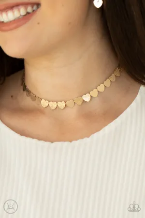Paparazzi - Playing HEART To Get - Gold Necklace