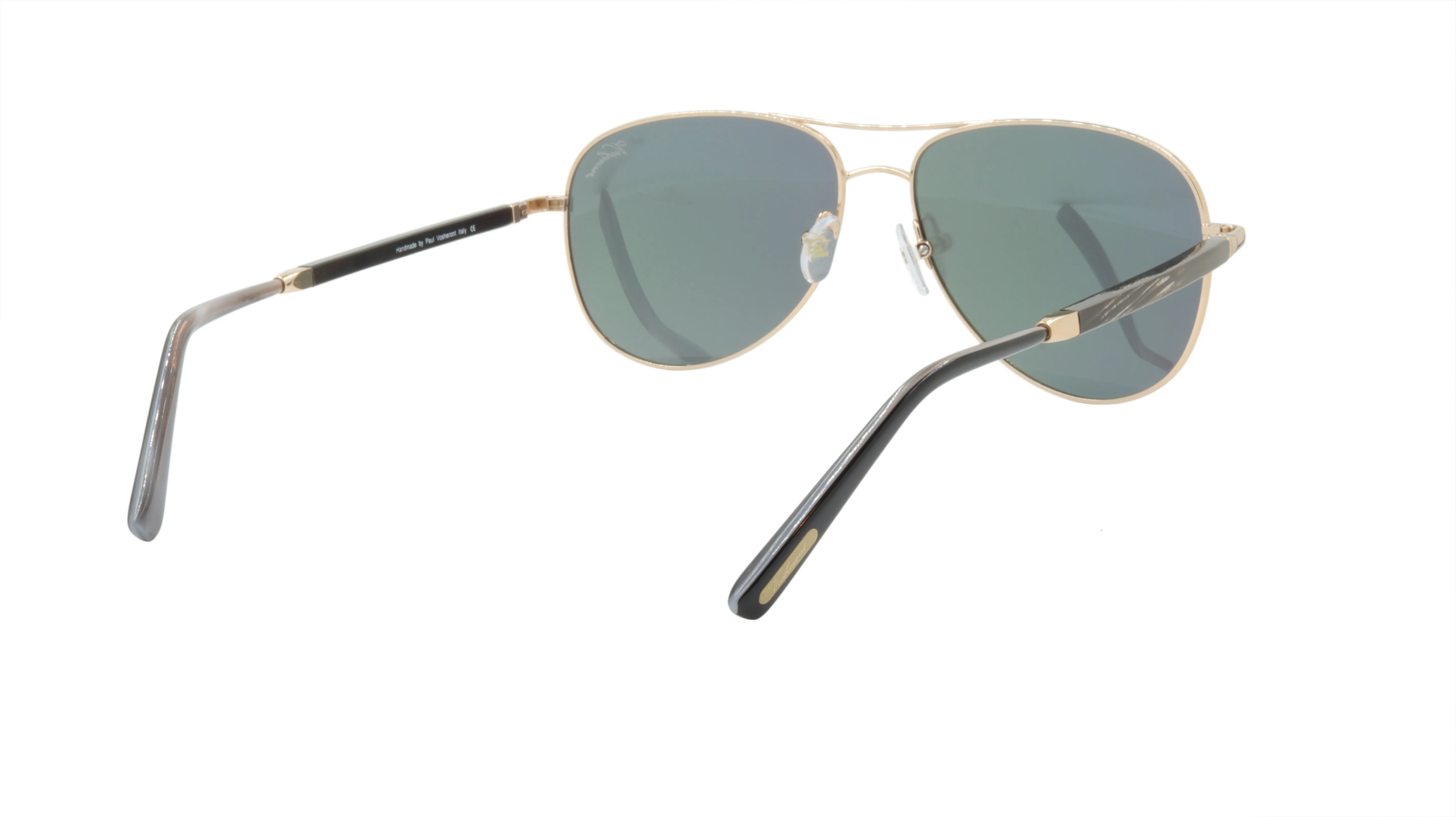 Paul Vosheront Sunglasses Gold Plated Metal Horn Acetate Mirror Italy PV392S C1