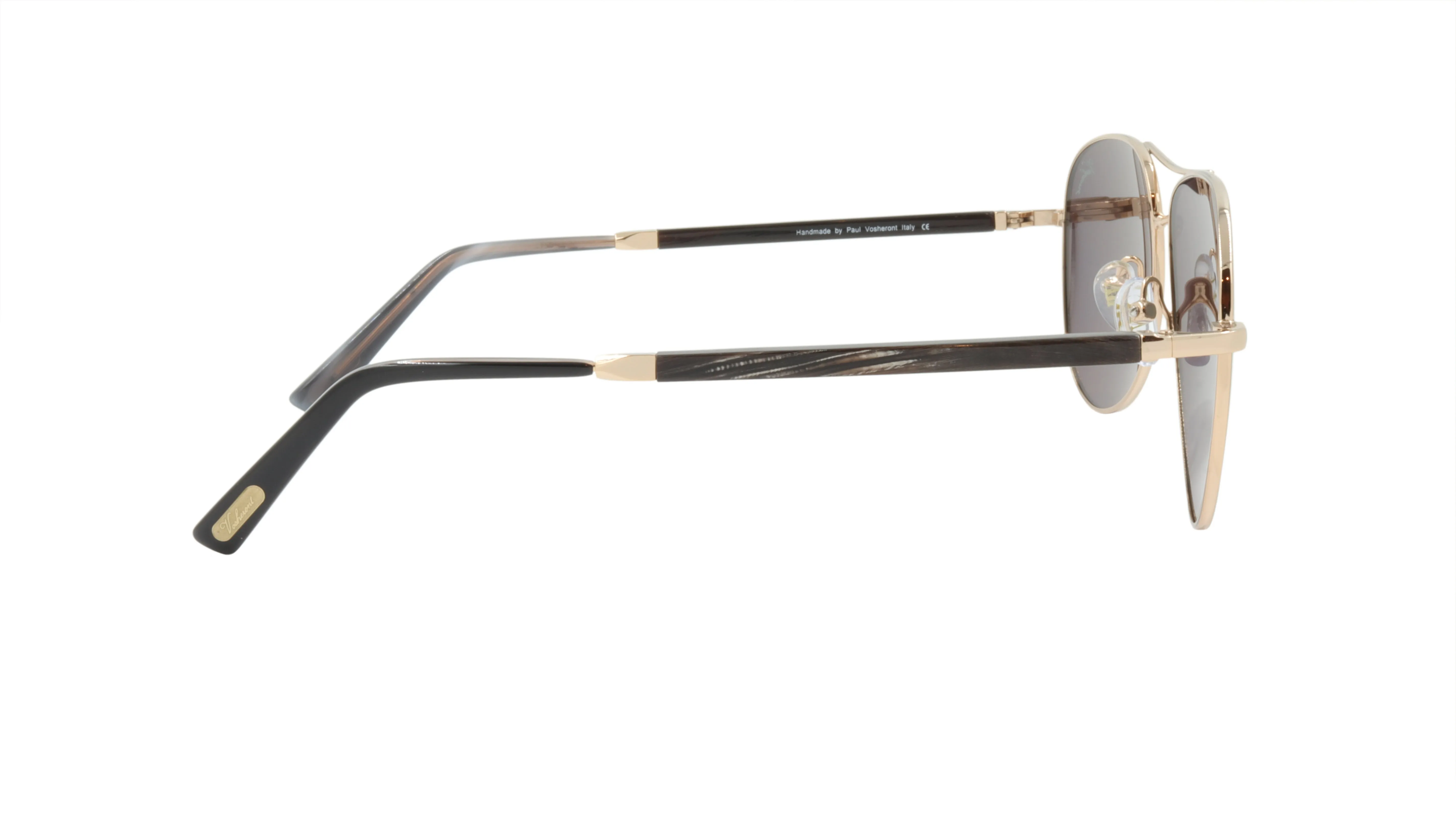 Paul Vosheront Sunglasses Gold Plated Metal Horn Acetate Mirror Italy PV392S C1