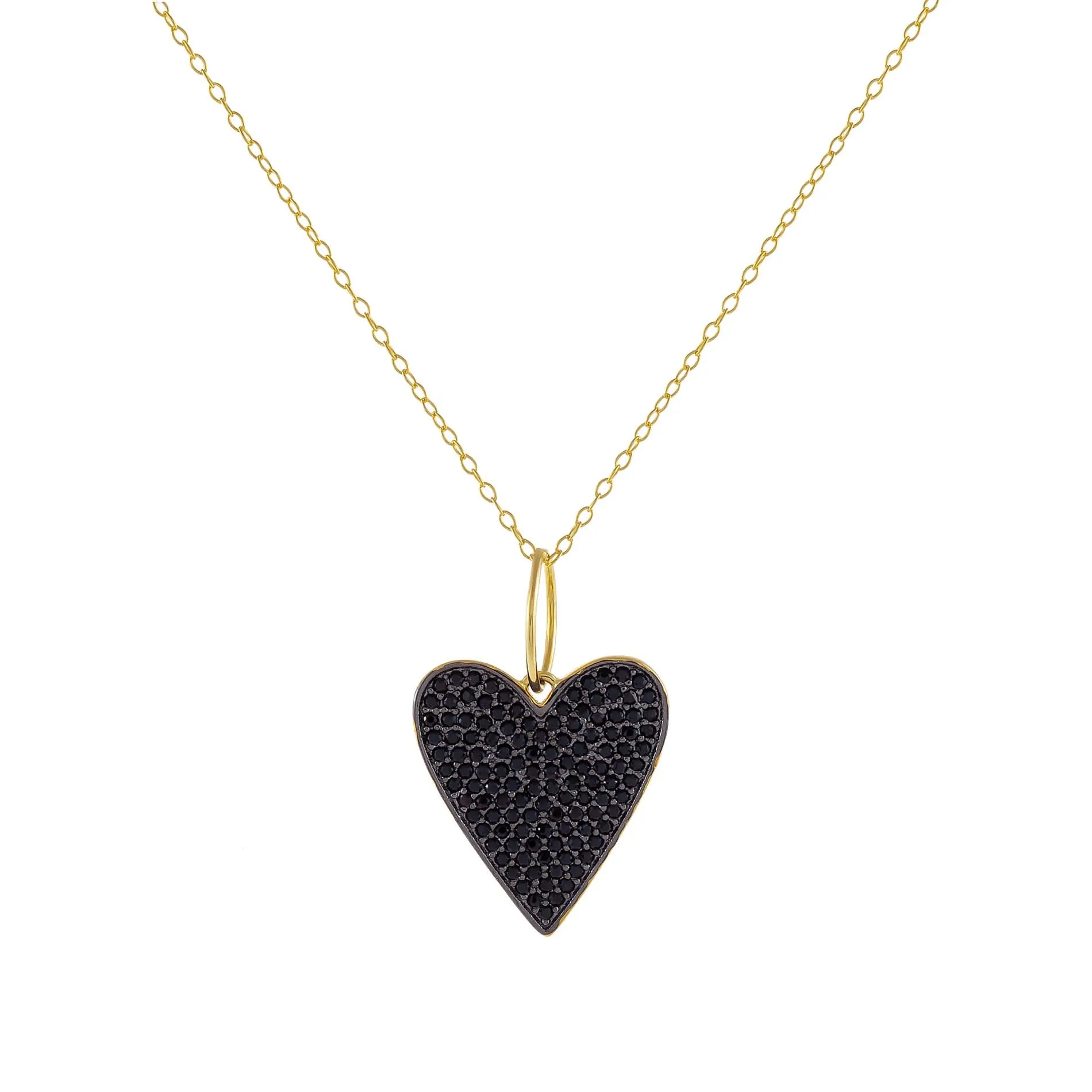Pavé Onyx Heart Charm Necklace