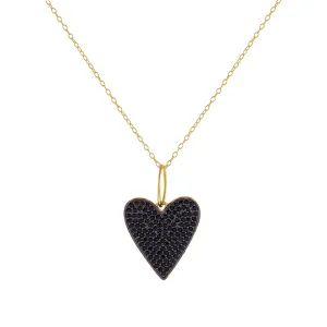 Pavé Onyx Heart Charm Necklace