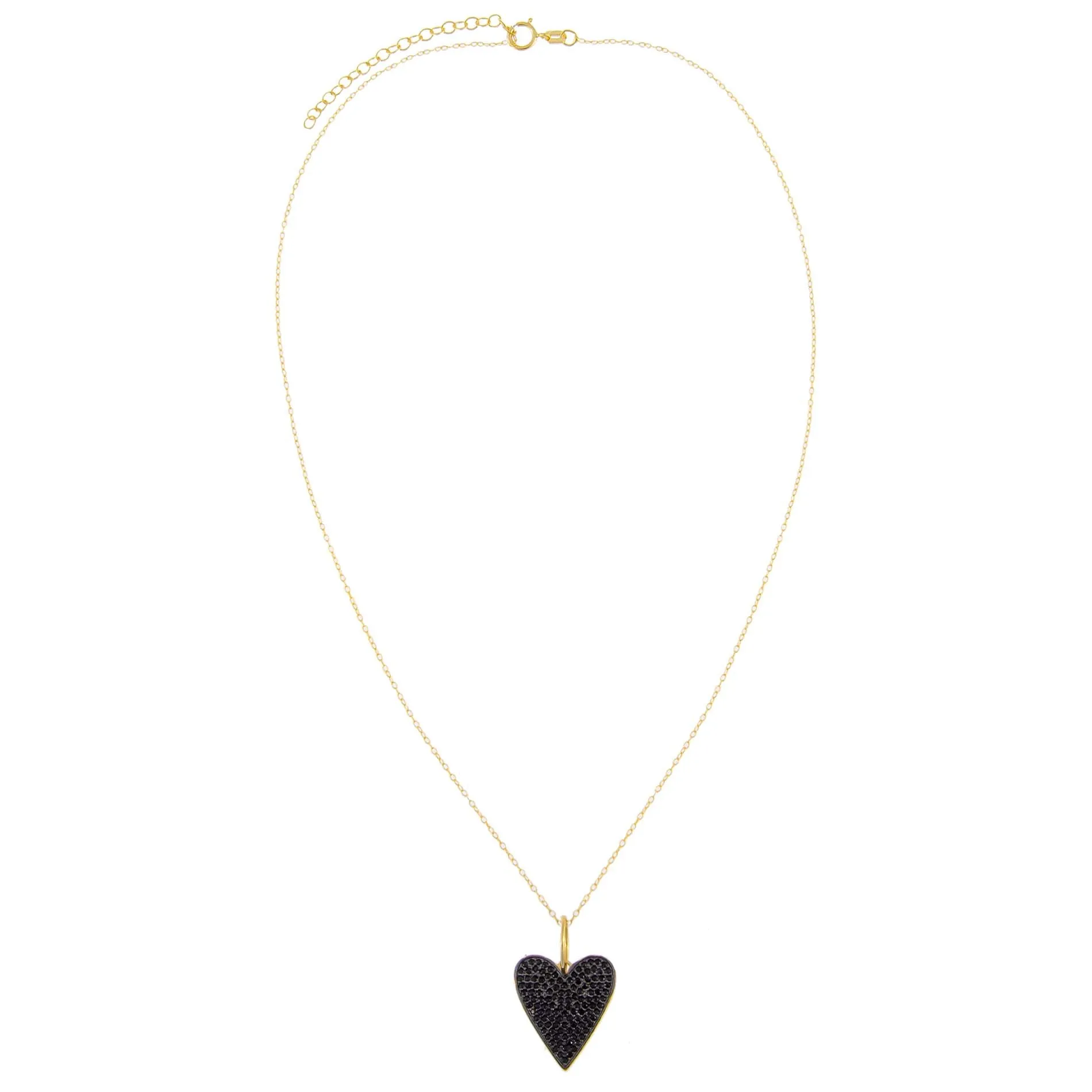 Pavé Onyx Heart Charm Necklace