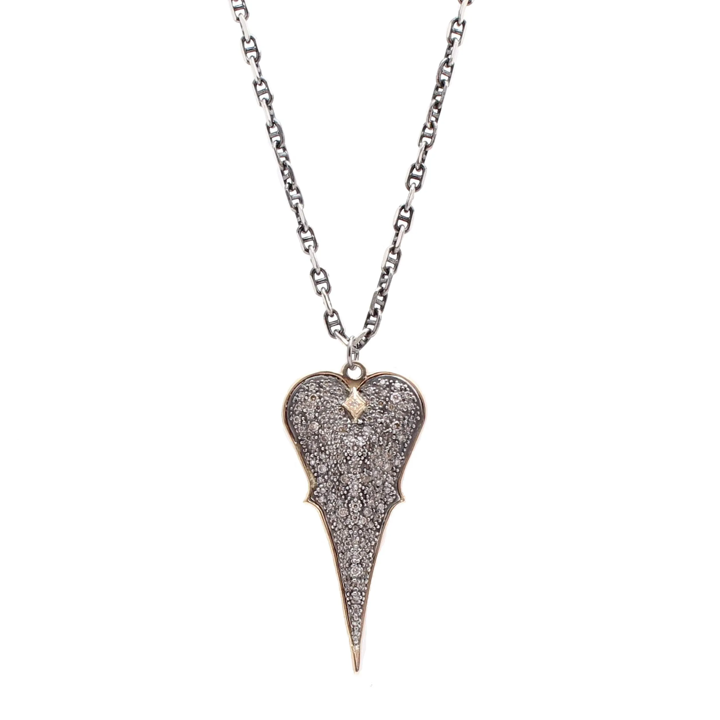 Pave Heart Shield Necklace
