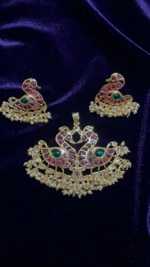 Peacock pendant set Necklace Simple Jewelry Indian Jewelry Bridal Necklace Fashion Jewelry South Indian Jewelry kids Jewelry gift jewelry