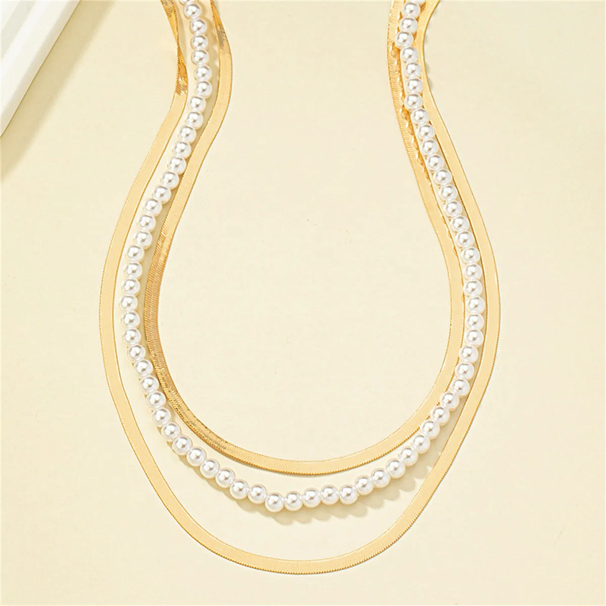 Pearl & 18K Gold-Plated Snake Chain Layered Necklace