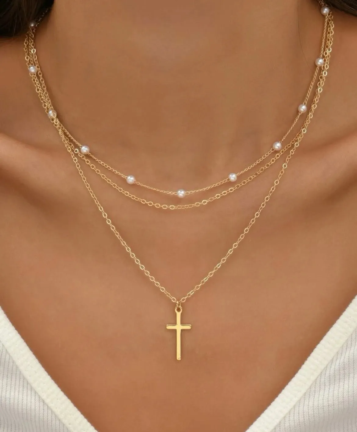 Pearl Cross Necklace