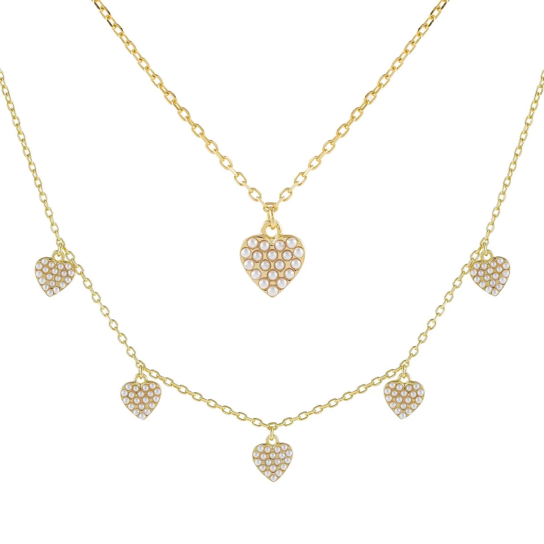 Pearl Heart Necklace Combo Set