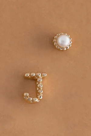 Pearl J Ball Stud Earrings