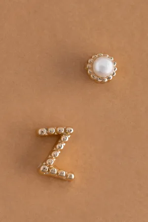Pearl Z Ball Stud Earrings