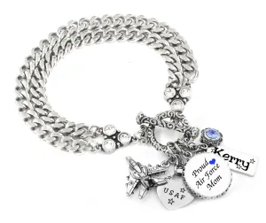 Personalized Air Force Mom Bracelet