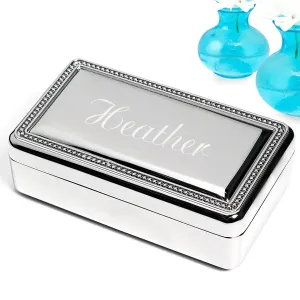 Personalized Beaded Silver Jewelry Box