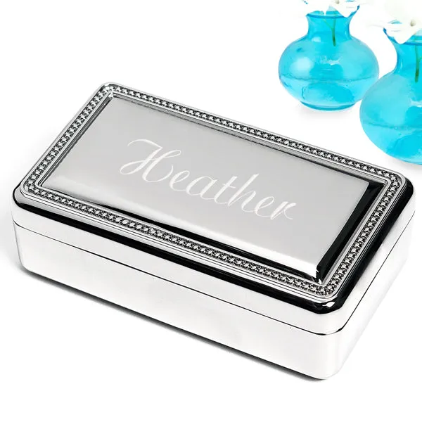 Personalized Beaded Silver Jewelry Box