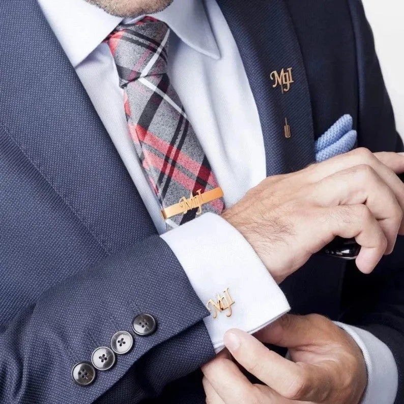 Personalized Cufflinks-Lapel Pin and Tie Bar For Men