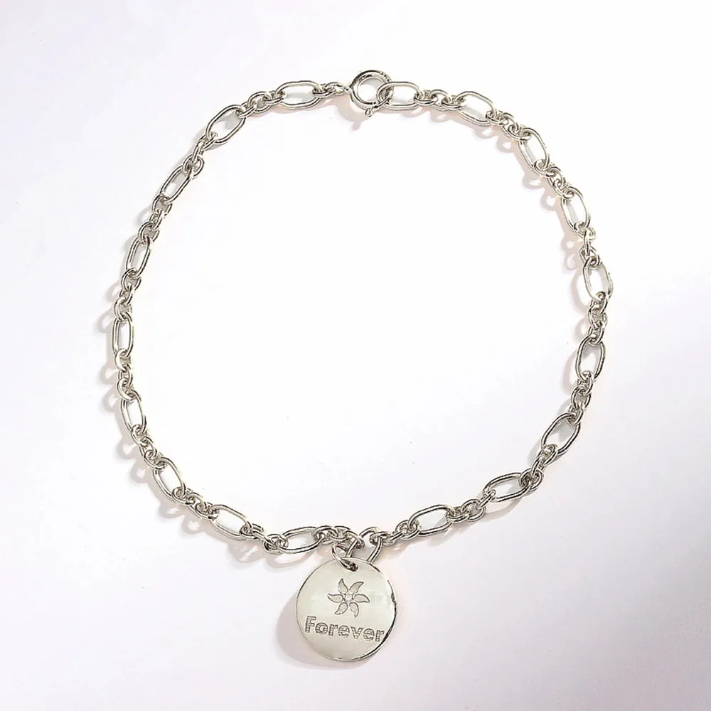 Personalized Disc Charm Chain Link Bracelet