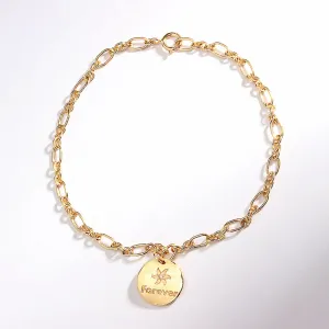 Personalized Disc Charm Chain Link Bracelet