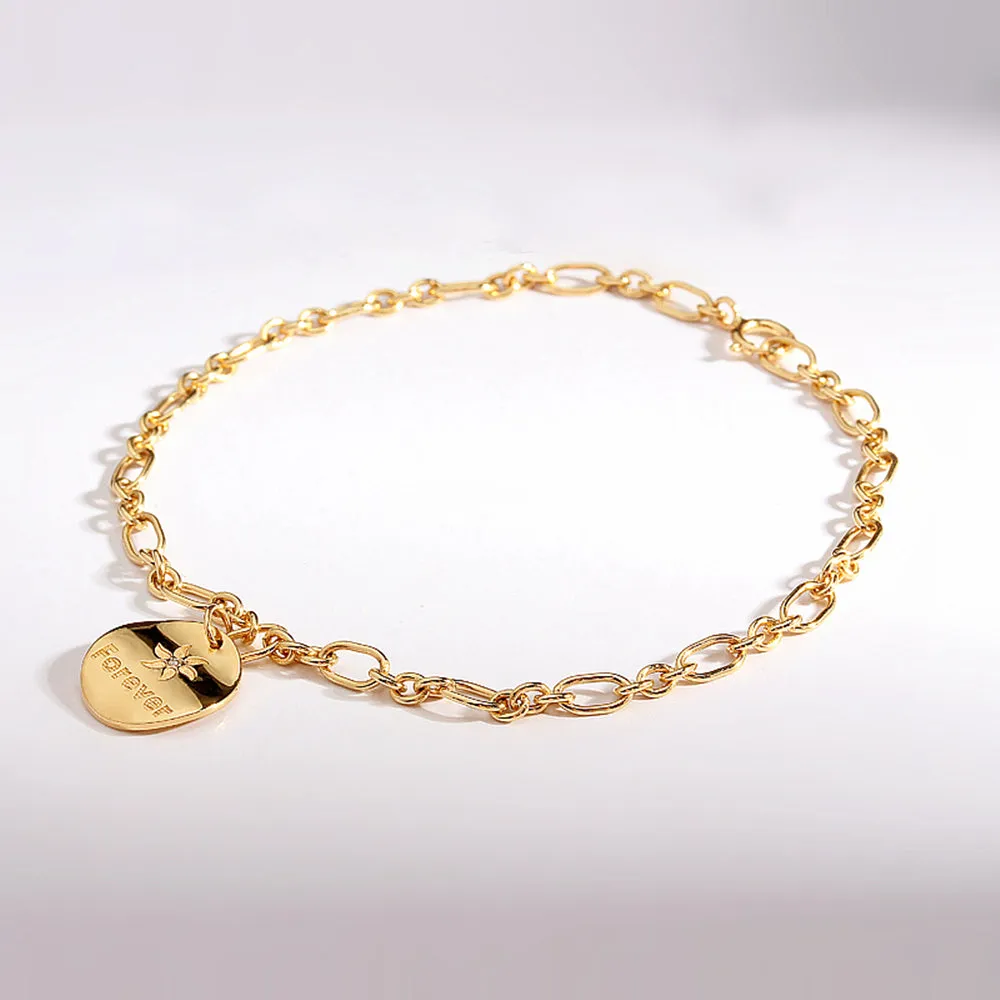 Personalized Disc Charm Chain Link Bracelet