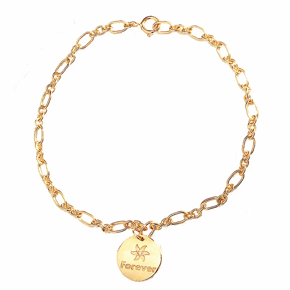 Personalized Disc Charm Chain Link Bracelet