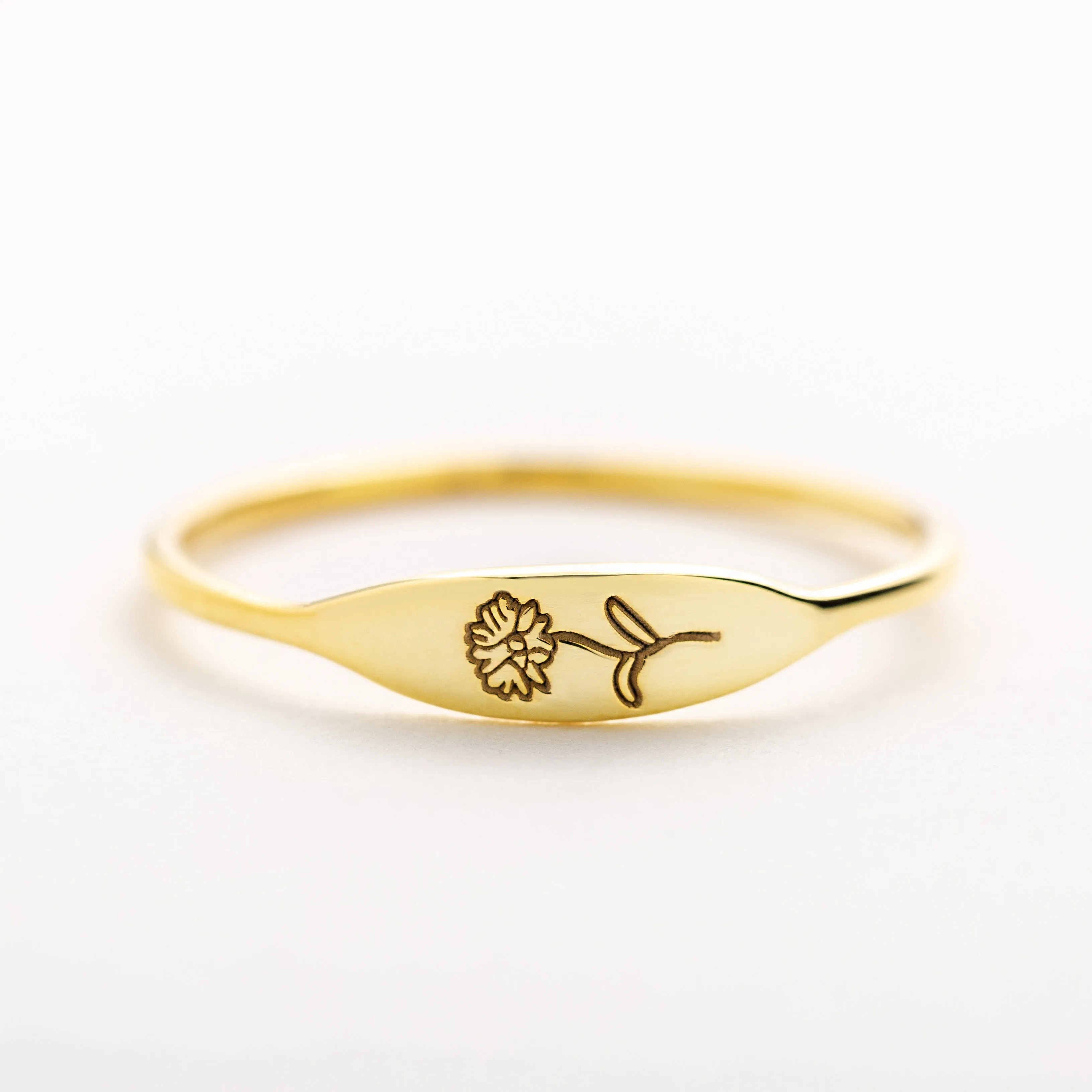 Personalized Engraved Birthflower Ring