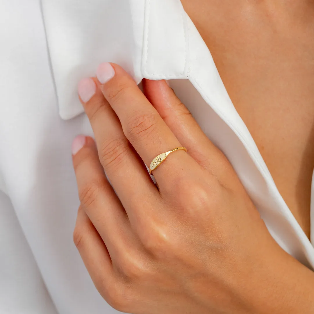 Personalized Engraved Birthflower Ring