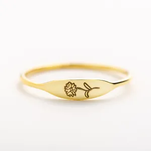 Personalized Engraved Birthflower Ring