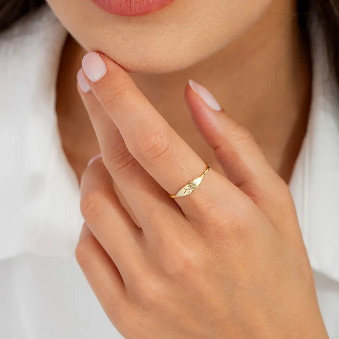 Personalized Engraved Birthflower Ring