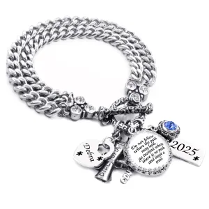 Personalized Graduation Birthstone Charm Bracelet