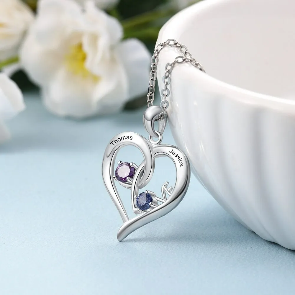 Personalized Heart-Shaped Necklace with Birthstone