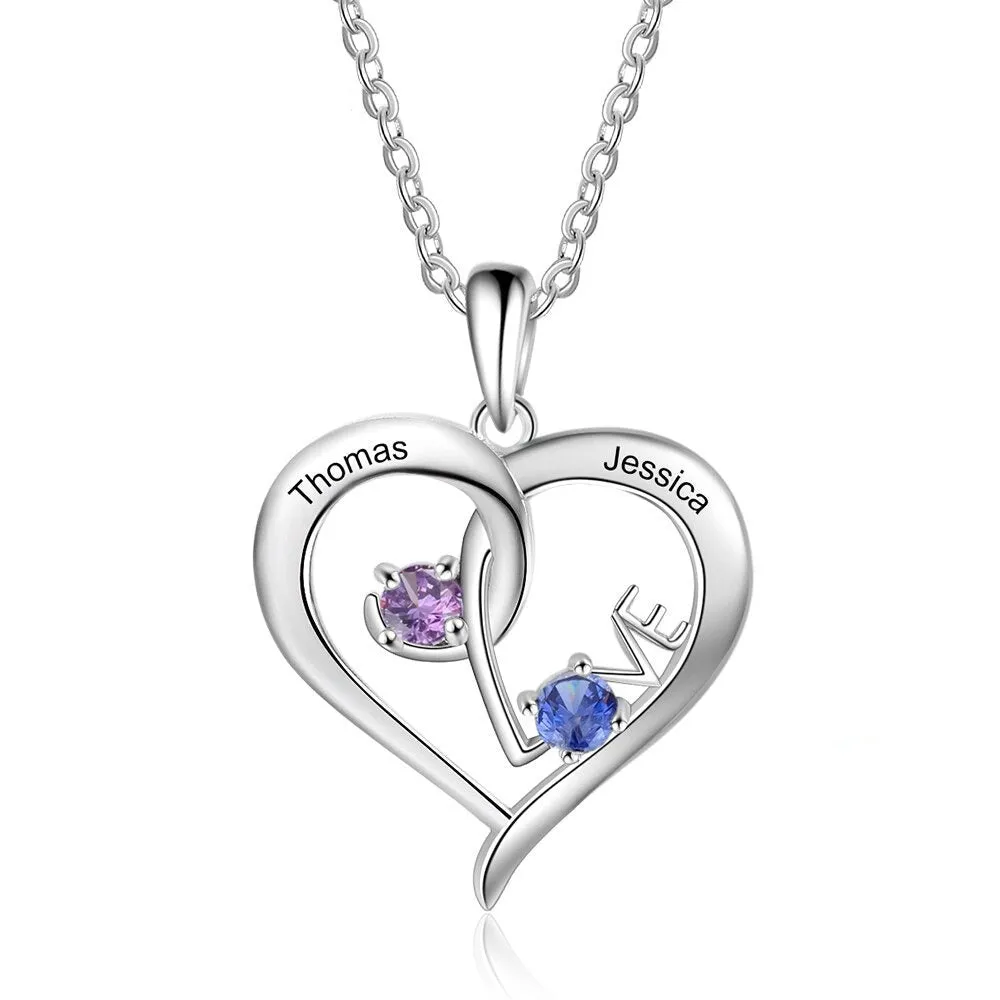 Personalized Heart-Shaped Necklace with Birthstone
