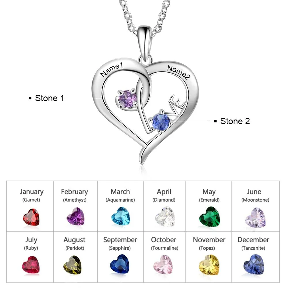 Personalized Heart-Shaped Necklace with Birthstone