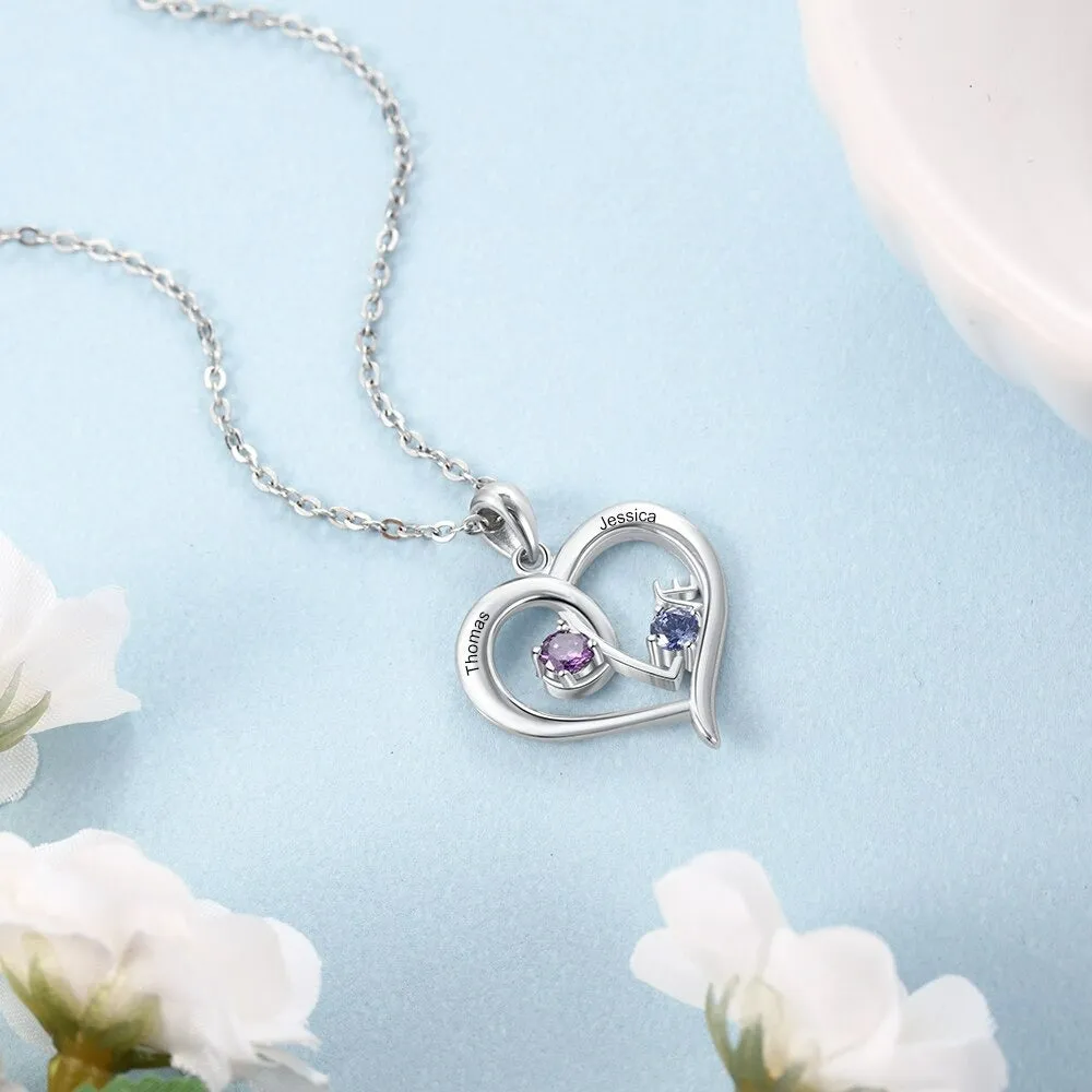 Personalized Heart-Shaped Necklace with Birthstone