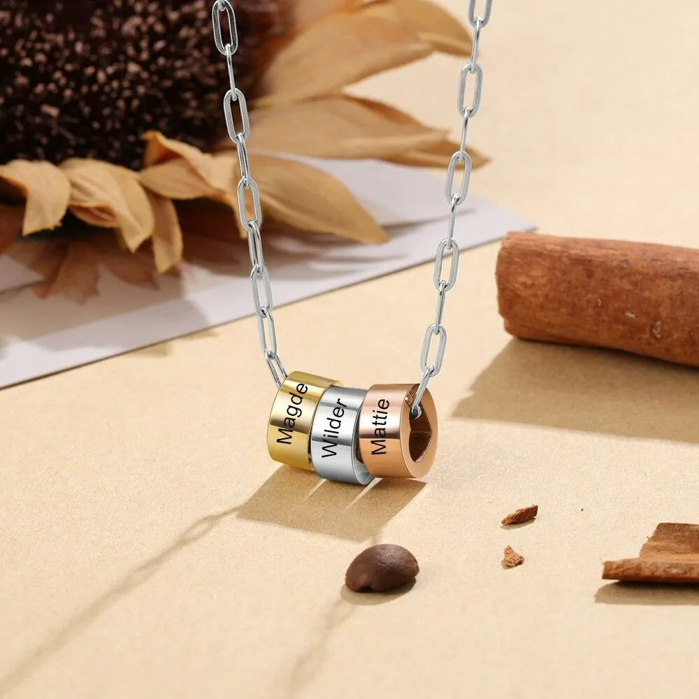 Personalized Mixed Color Heart Bead Necklace