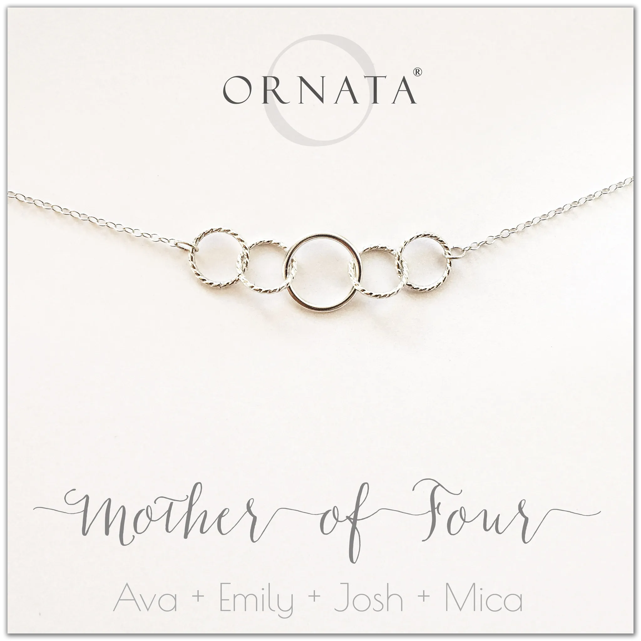 Personalized MOTHER OF FOUR Sterling Silver Necklace by Ornata