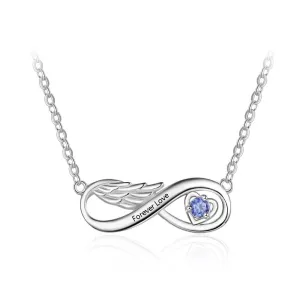Personalized Name Engraved Pendant Necklace Wing Infinity Relationship Necklace Customized Birthstone Jewelry