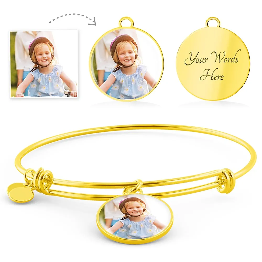Personalized Photo Circle Bangle Bracelet