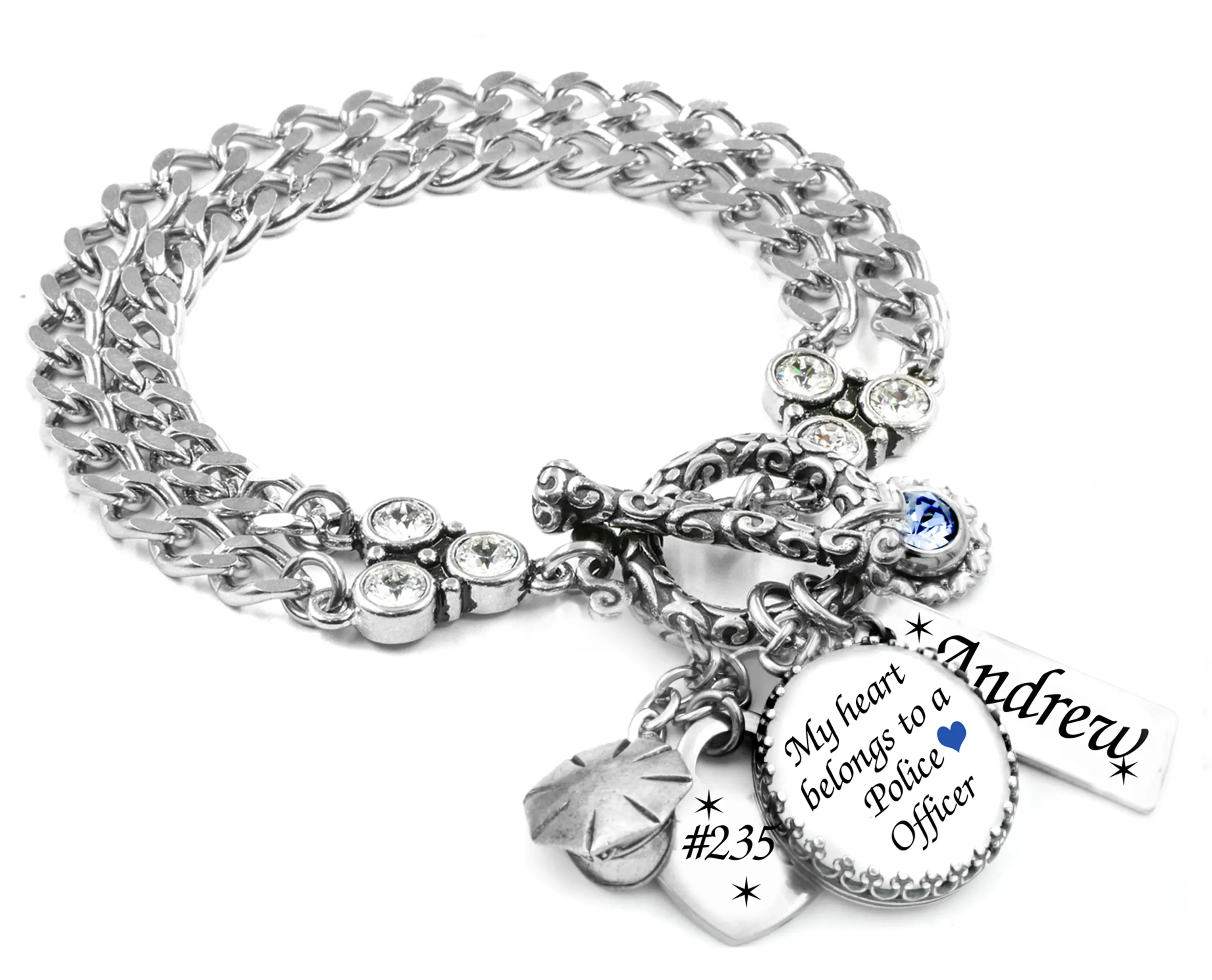 Personalized Police Officer Charm Bracelet