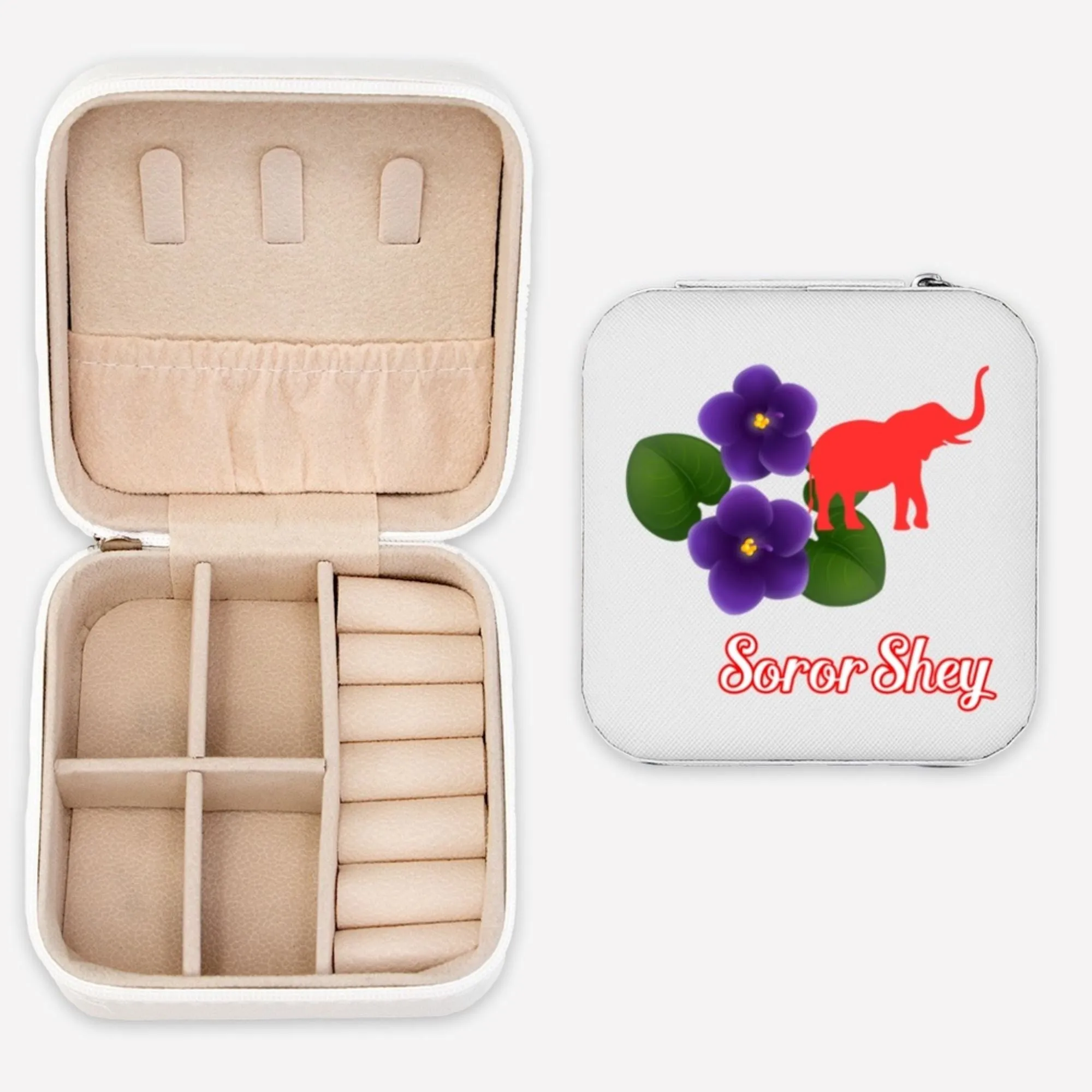 Personalized Red and White Jewelry Travel Case