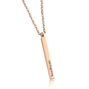Personalized Rose Gold Color Stainless Steel Necklace with Vertical Bar Engrave Name Pendant, Trendy Jewelry Gift for Women
