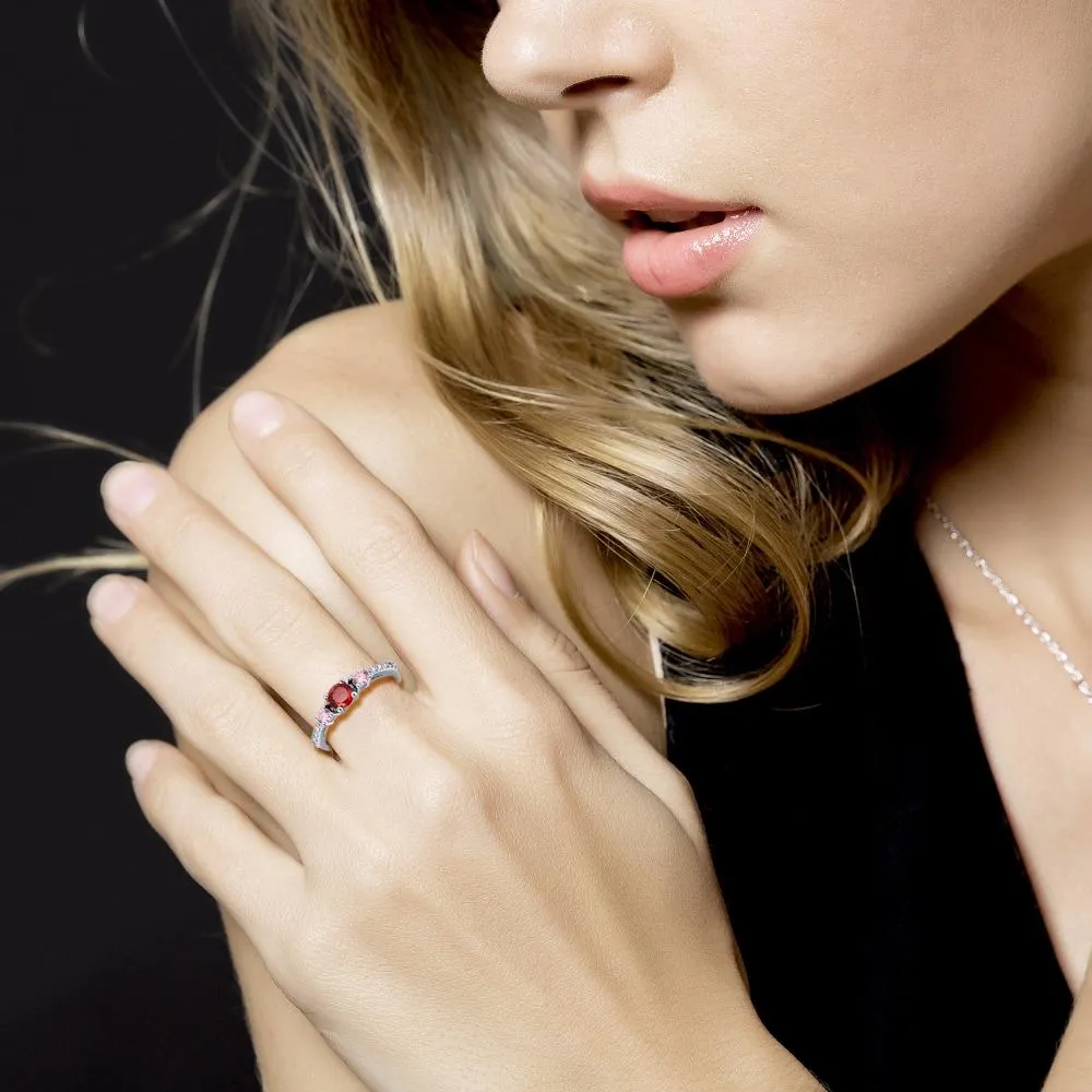 Personalized Round Shaped 925 Sterling Silver Ring for Women with Cubic Zirconia Cluster