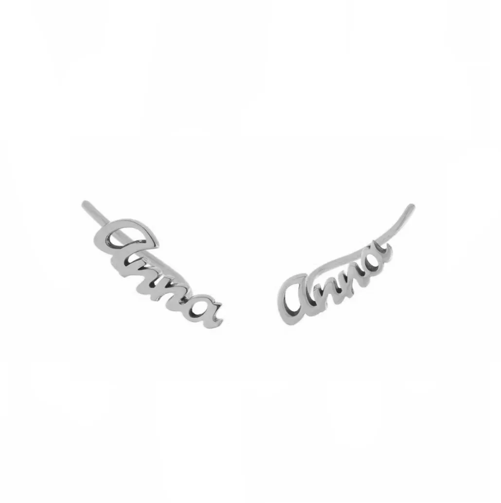 Personalized Script Crawler Stud Earrings