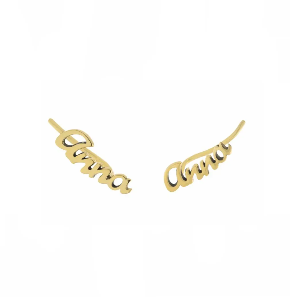 Personalized Script Crawler Stud Earrings