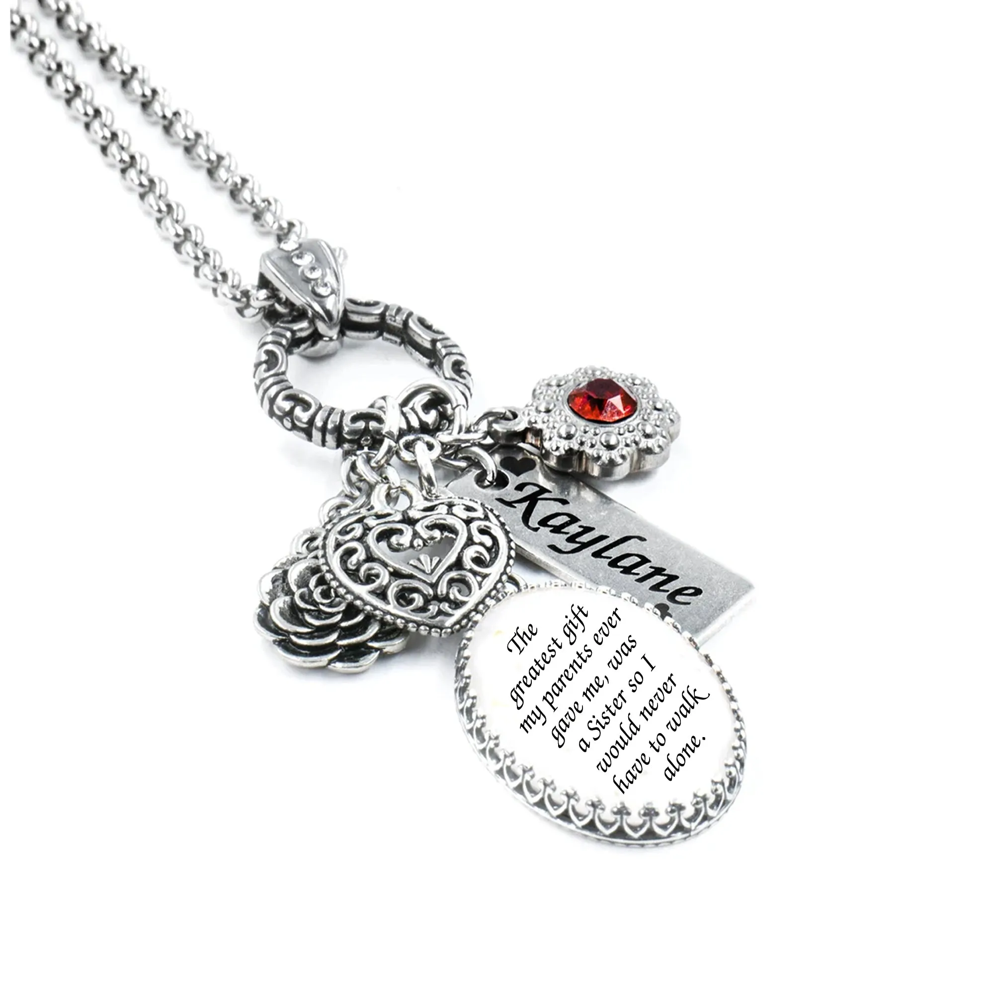 Personalized Sister Birthday Charm Necklace