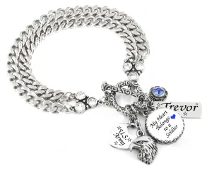Personalized Soldier Bracelet, Gift for Military Wife, Girlfriend, Mom