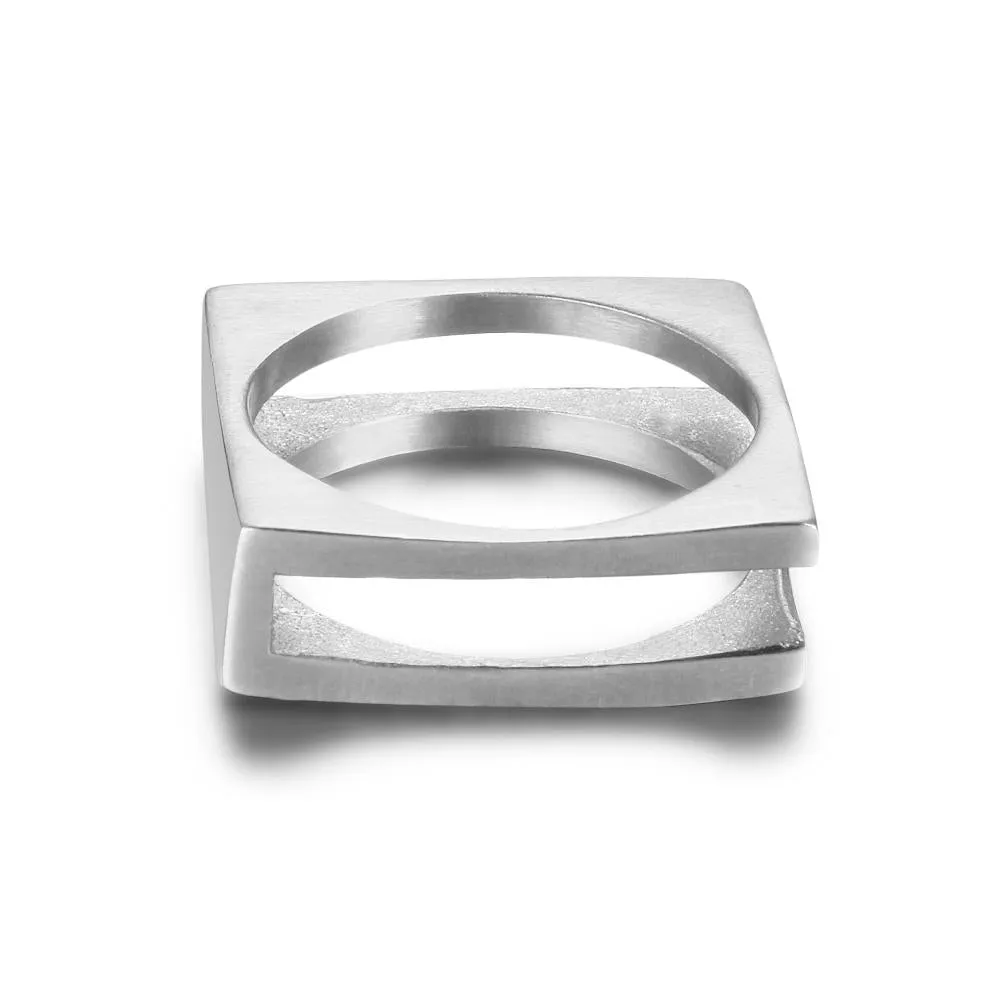 Personalized Stainless Steel Ring - Forever Engraved Jewelry - Square Shape Designed Ring - Customized Gifts