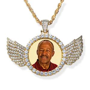 Photo Engraved Cubic Zirconia Angel Pendant Jewelry