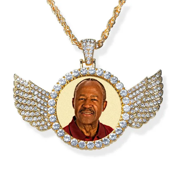 Photo Engraved Cubic Zirconia Angel Pendant Jewelry