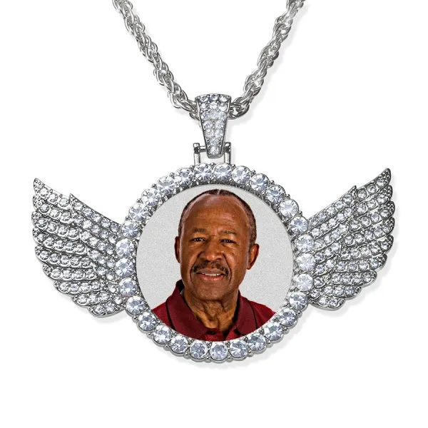 Photo Engraved Cubic Zirconia Angel Pendant Jewelry