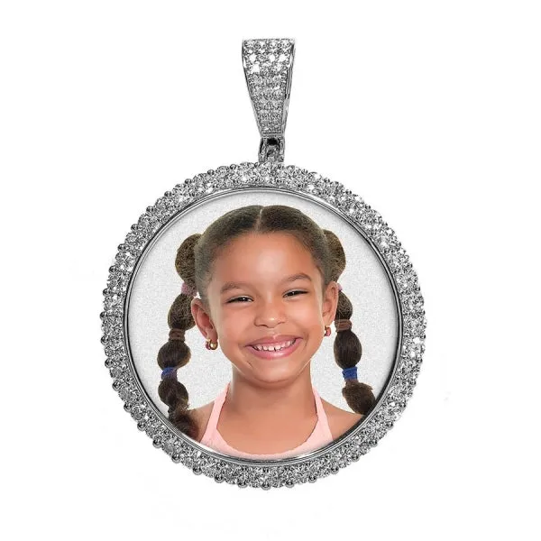 Photo Engraved Large Cubic Zirconia Pendant Jewelry